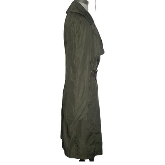 NWT Avec Les Filles Green Rose Gold Metallic Lined Trench Coat - Picture 2 of 6